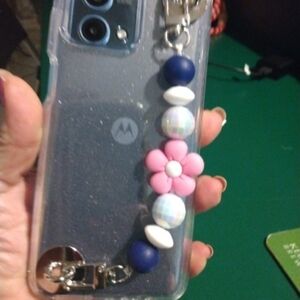 Phone Charm Grip / Silicone & Acrylic Beads